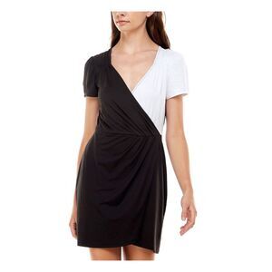 ULTRA FLIRT Womens Pullover Styling Short Sleeve Short Faux Wrap Dress